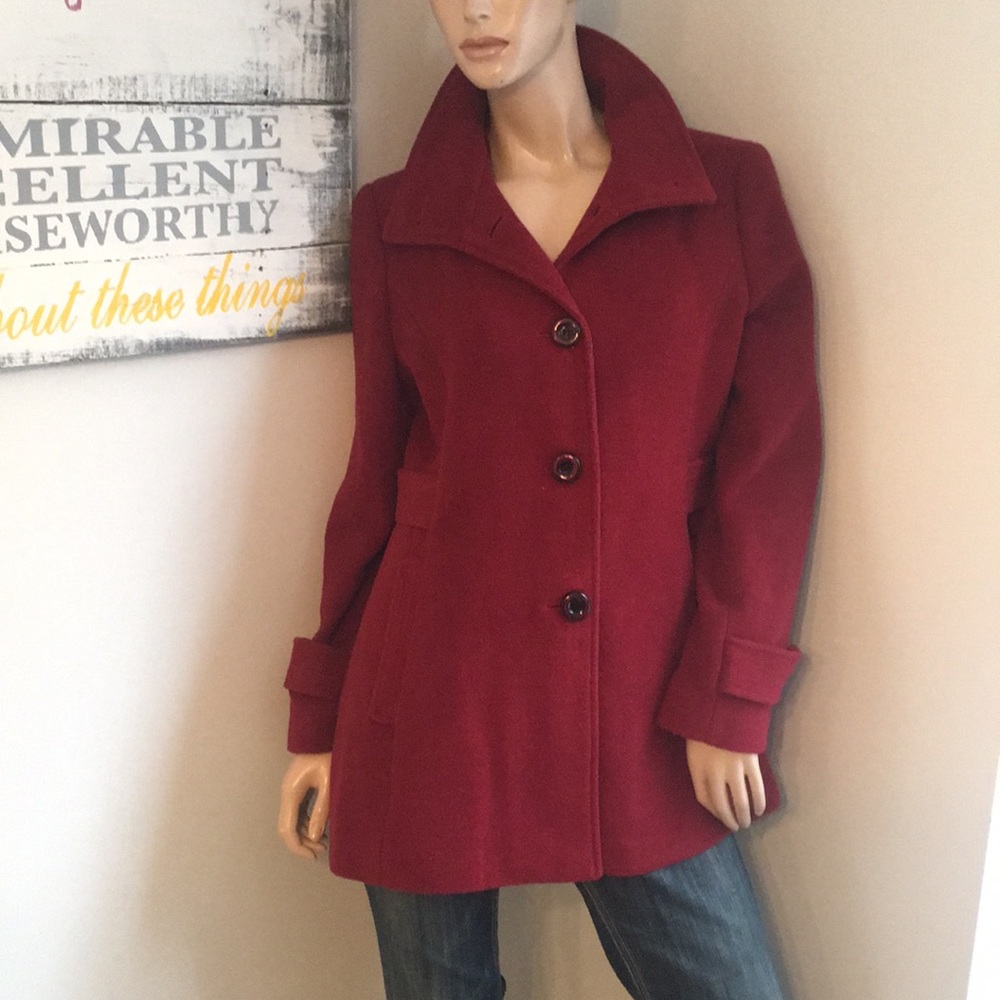 Kenneth Cole Red Pea Coat
